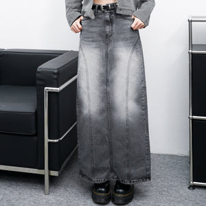 [高個子] FLARE LIGHT GREY DENIM LONG SKIRT/ 1色