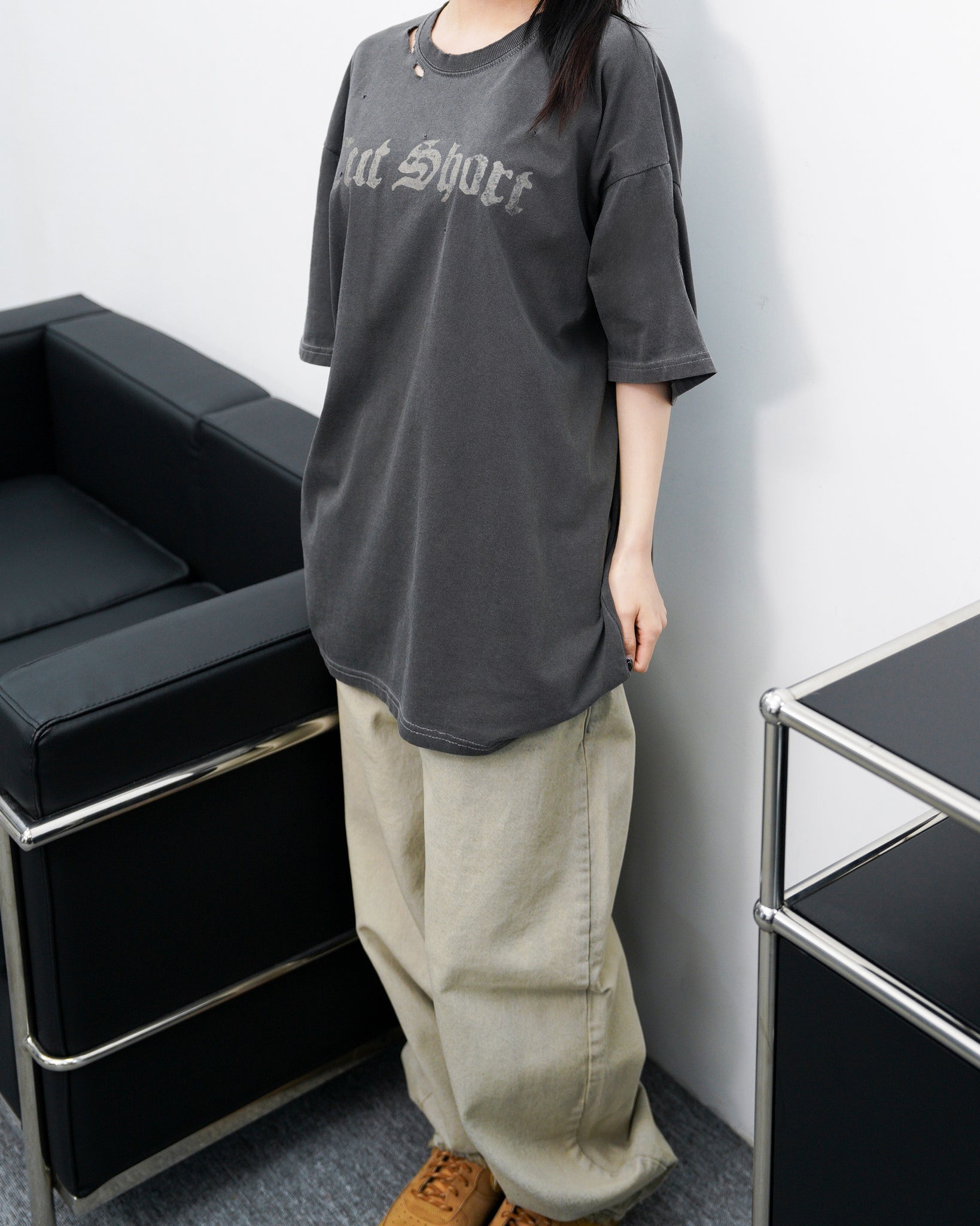 [UNISEX] DAMAGE  PIGMENT T-SHIRT/ 2色