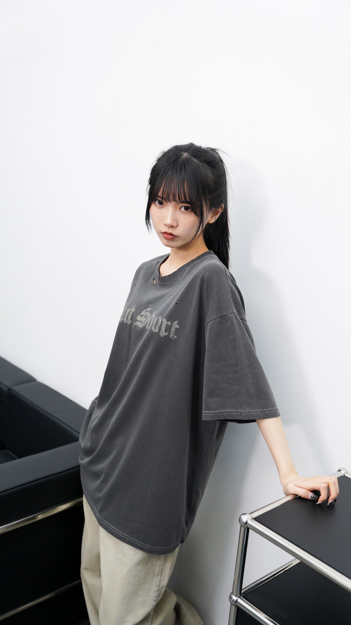 [UNISEX] DAMAGE  PIGMENT T-SHIRT/ 2色