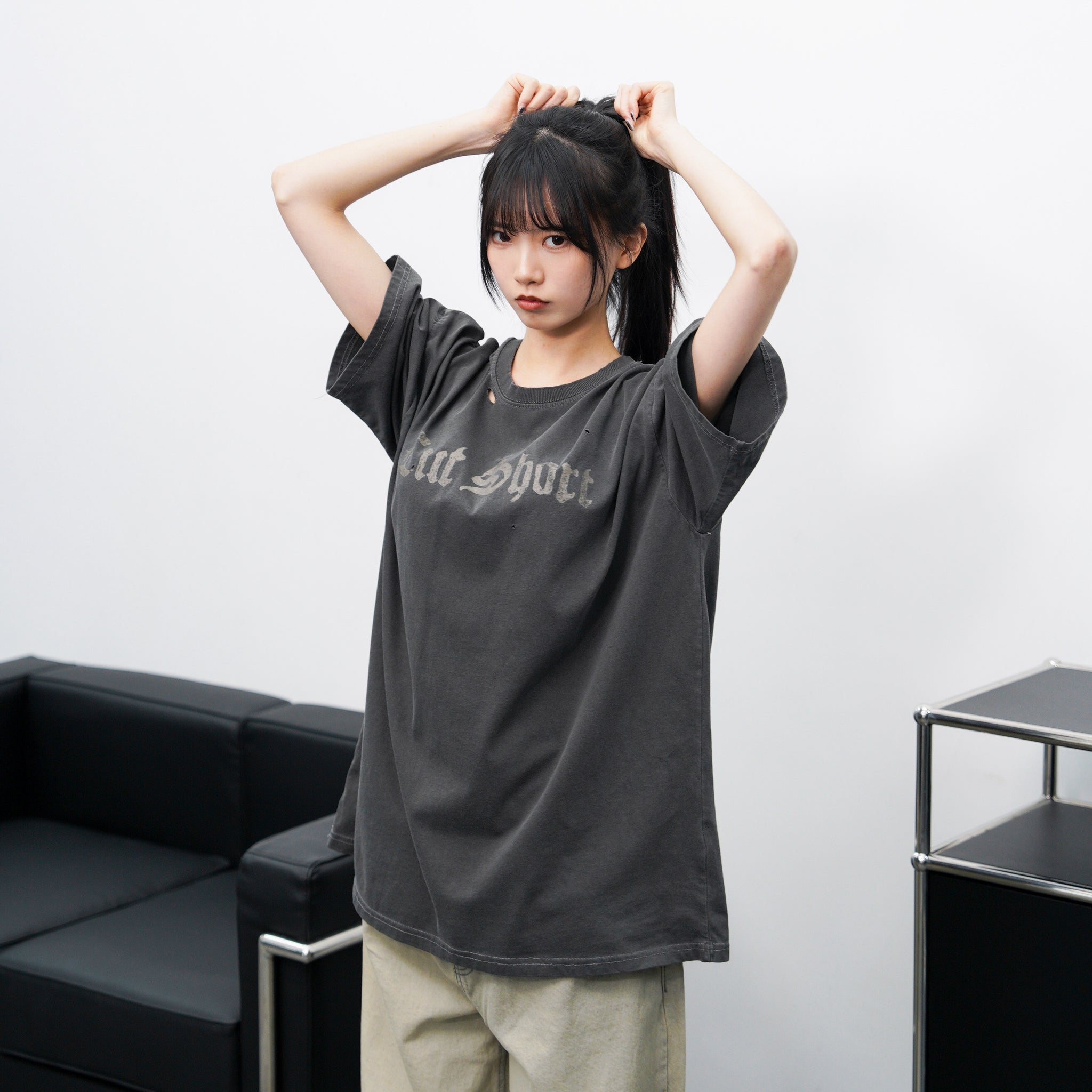 [UNISEX] DAMAGE  PIGMENT T-SHIRT/ 2色
