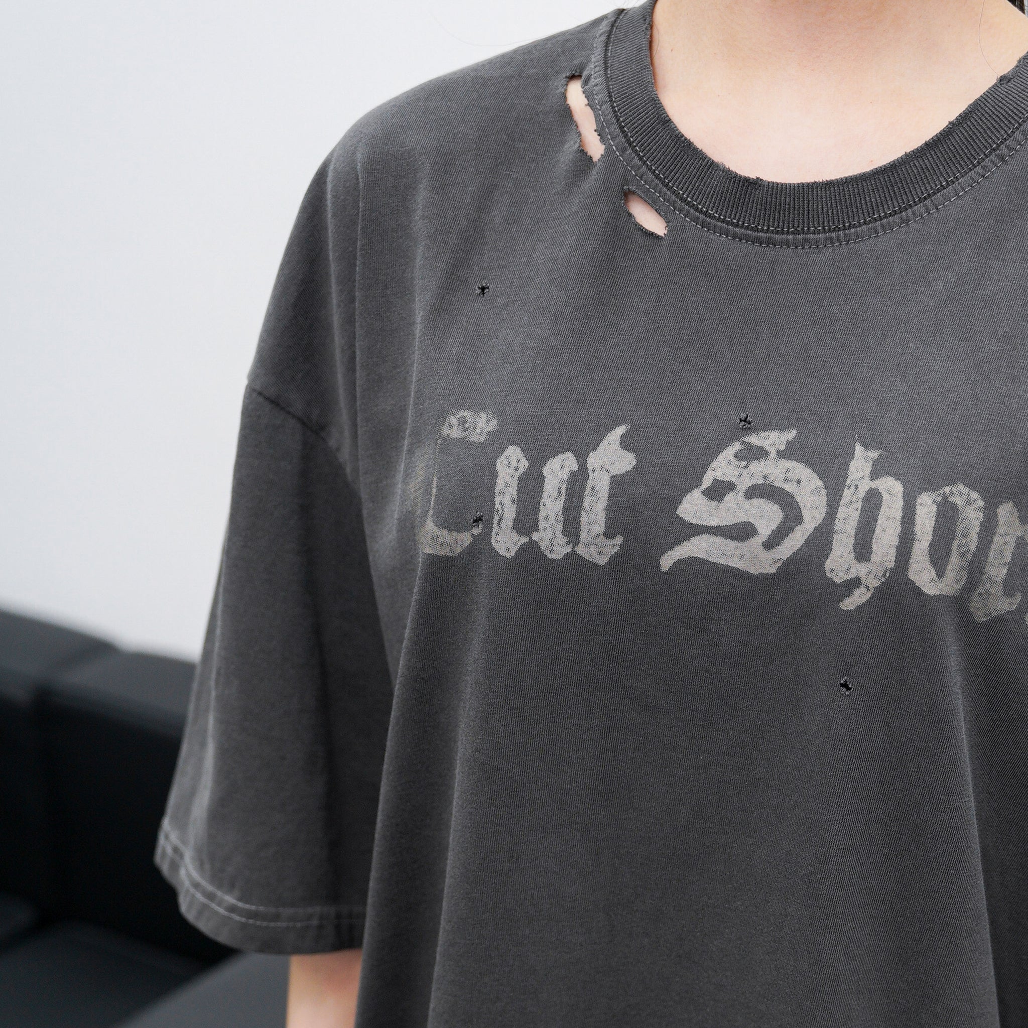 [UNISEX] DAMAGE  PIGMENT T-SHIRT/ 2色