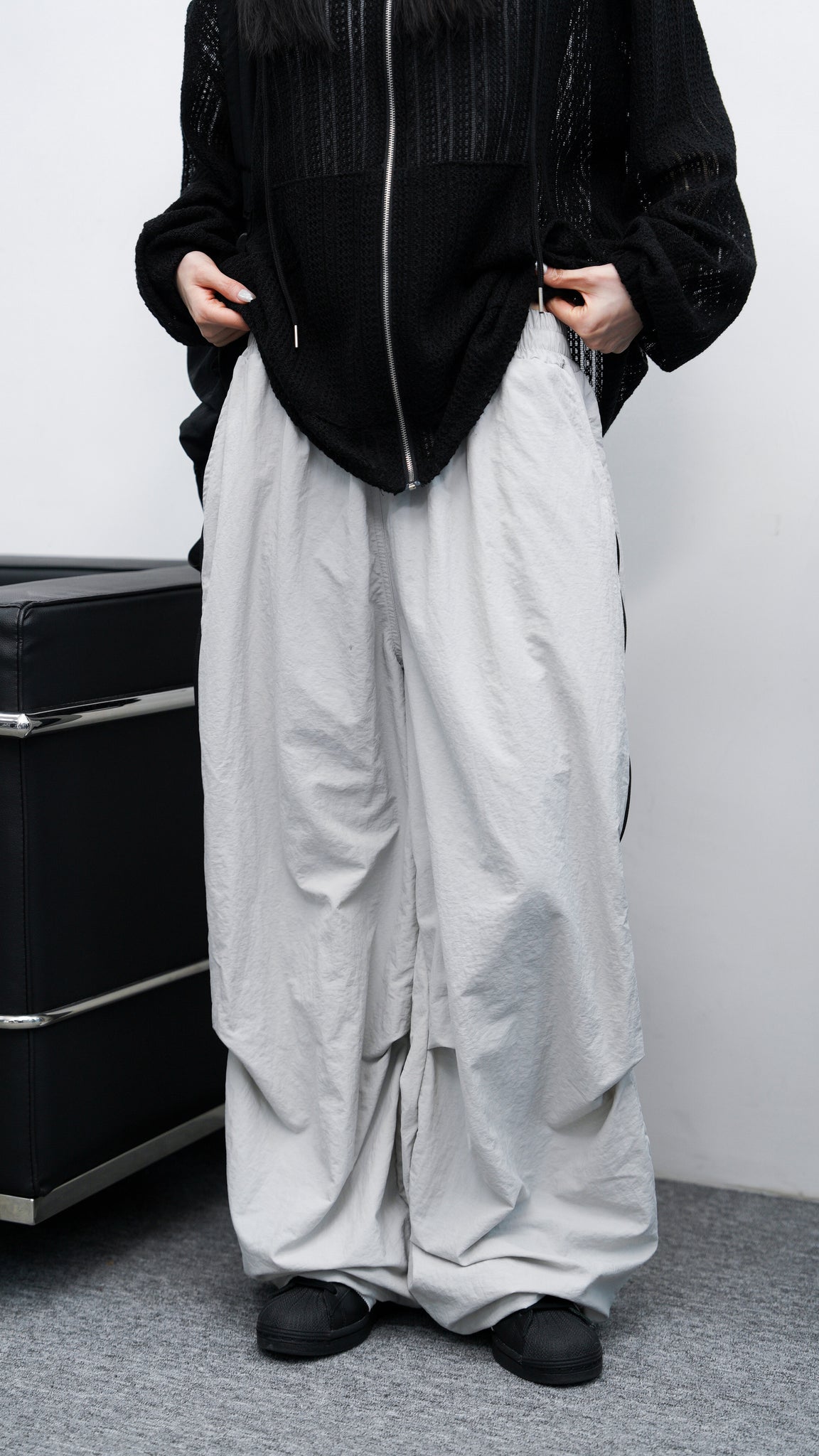 [UNISEX] SIDE ZIPPER NYLON PANTS/ 2色