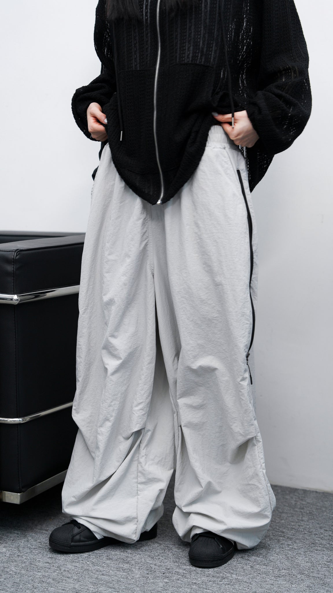 [UNISEX] SIDE ZIPPER NYLON PANTS/ 2色