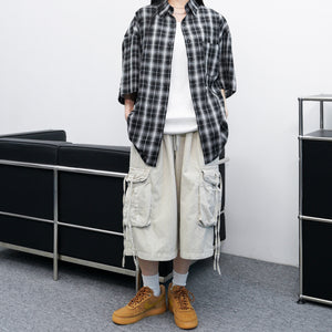 [UNISEX] 水洗BEST STRING CARGO BERMUDA PANTS/ 2色