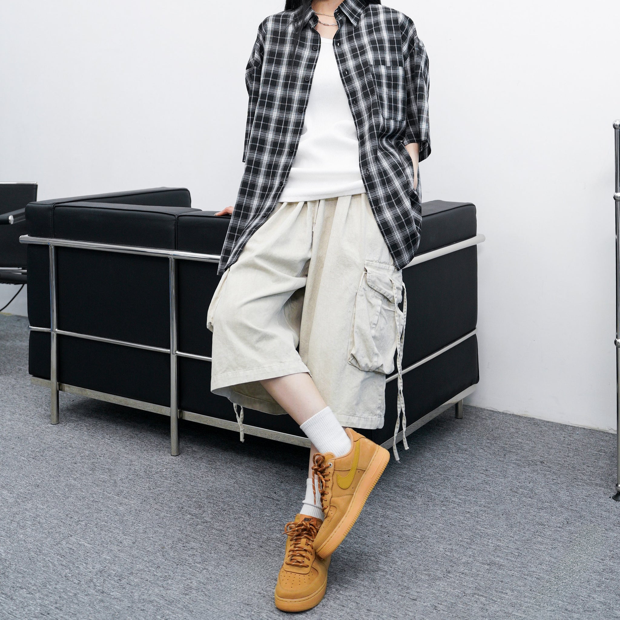 [UNISEX] 水洗BEST STRING CARGO BERMUDA PANTS/ 2色