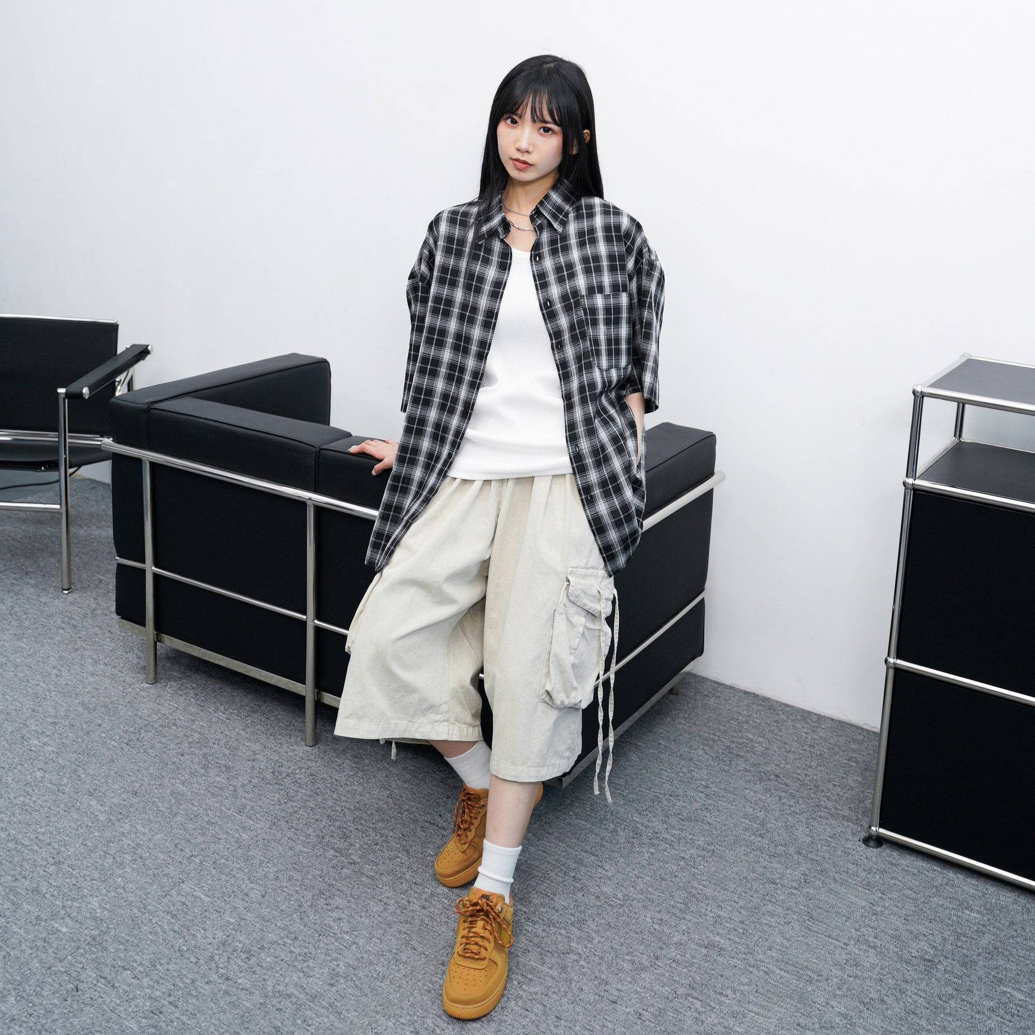 [UNISEX] 水洗BEST STRING CARGO BERMUDA PANTS/ 2色