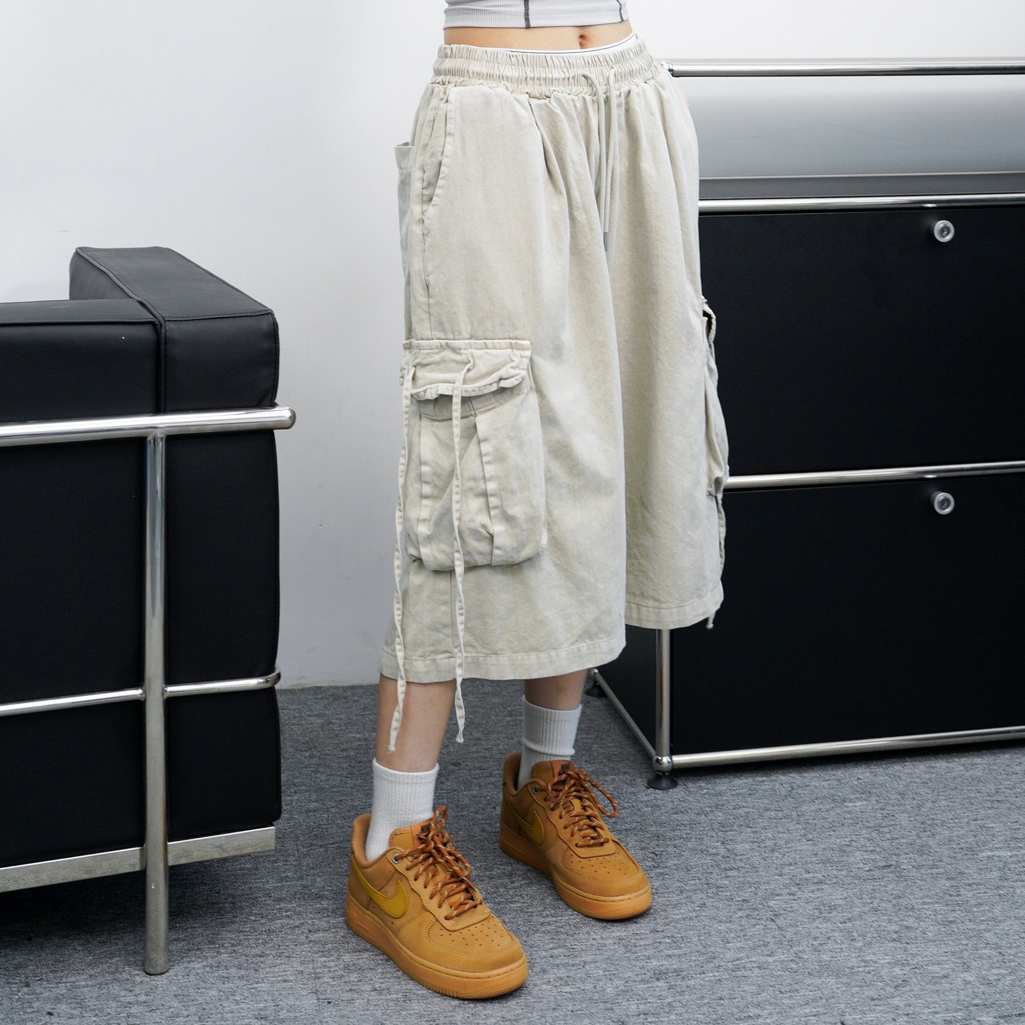 [UNISEX] 水洗BEST STRING CARGO BERMUDA PANTS/ 2色