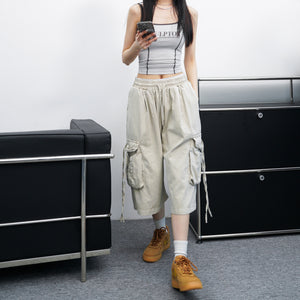 [UNISEX] 水洗BEST STRING CARGO BERMUDA PANTS/ 2色