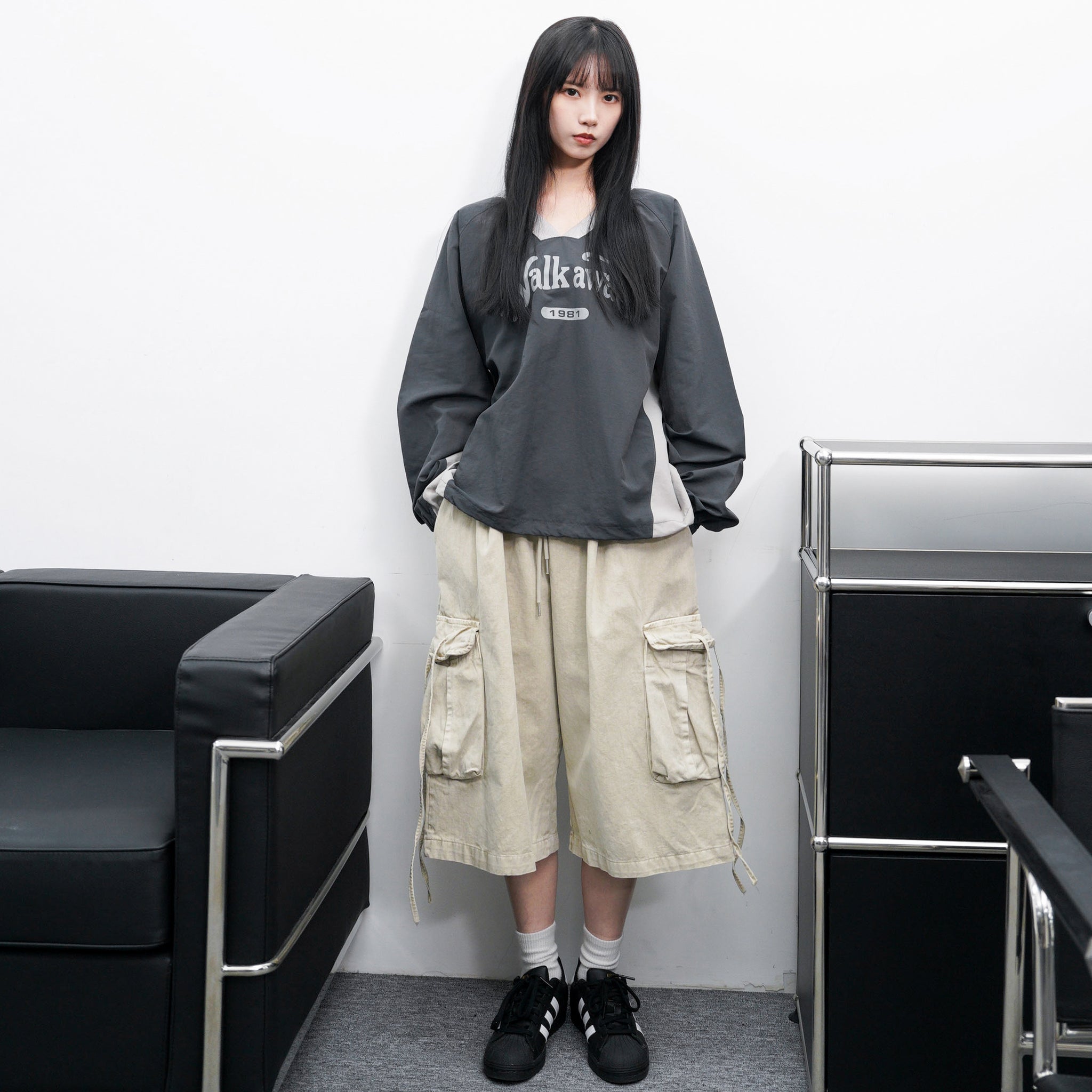 [UNISEX] 水洗BEST STRING CARGO BERMUDA PANTS/ 2色