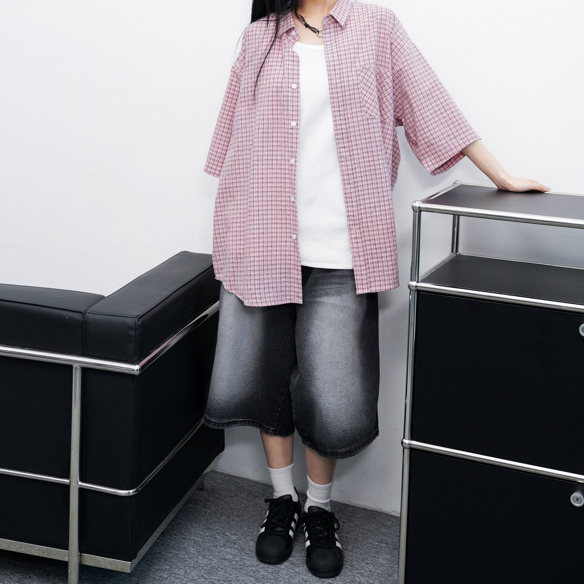 [UNISEX] FADED VINTAGE BERMUDA DENIM PANTS/ 1色