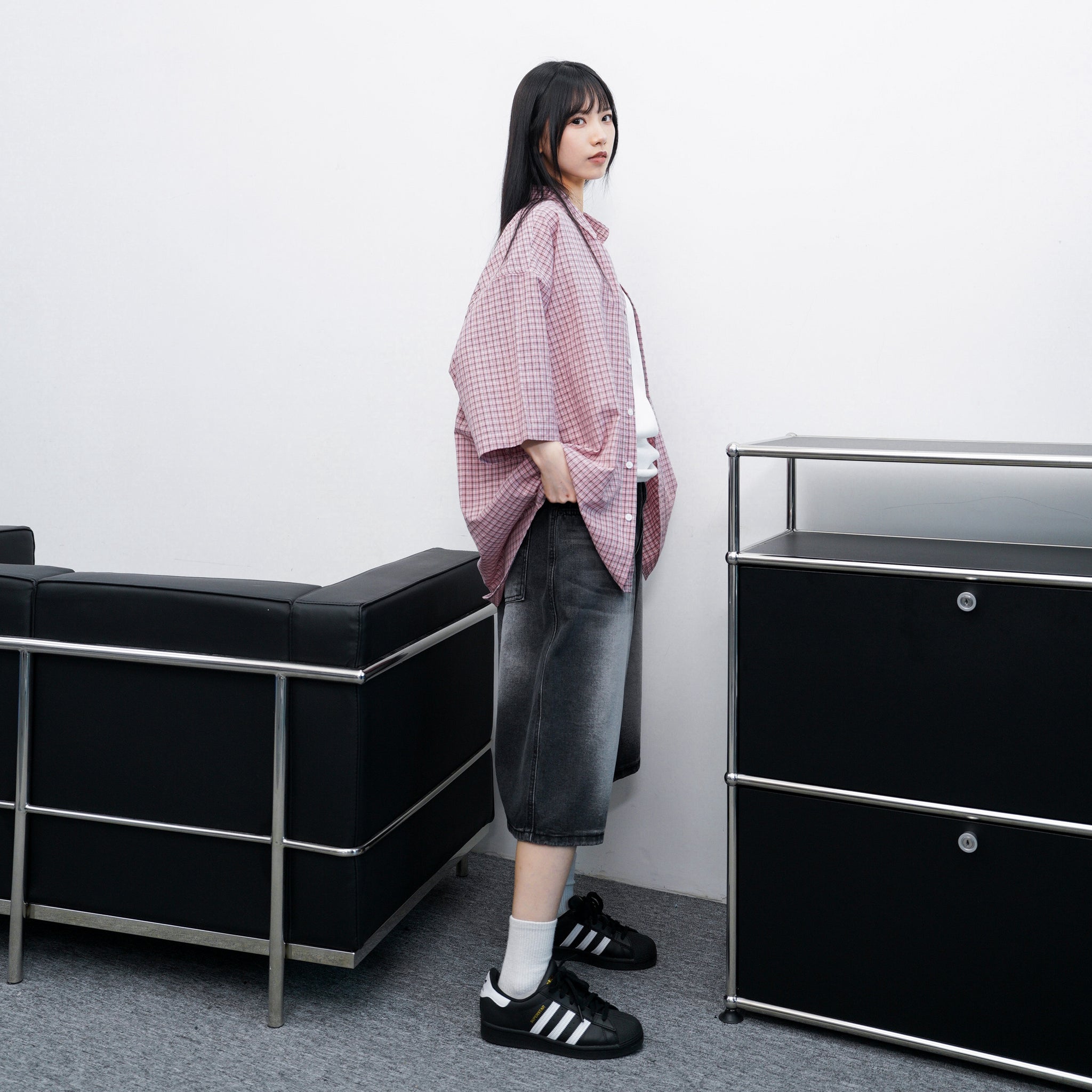 [UNISEX] FADED VINTAGE BERMUDA DENIM PANTS/ 1色