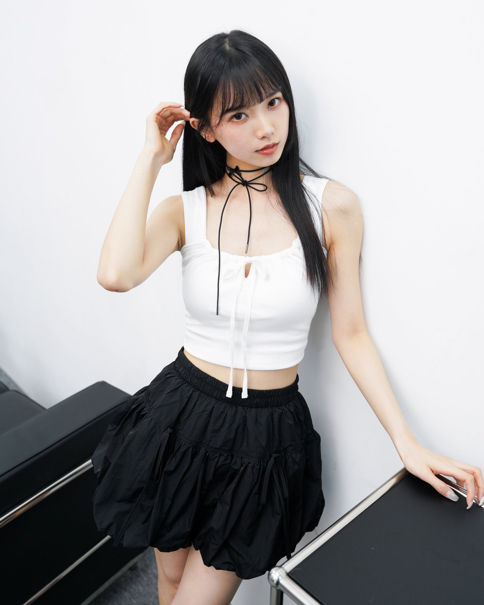 4 MINI RIBBONS CHOKER/ 2色