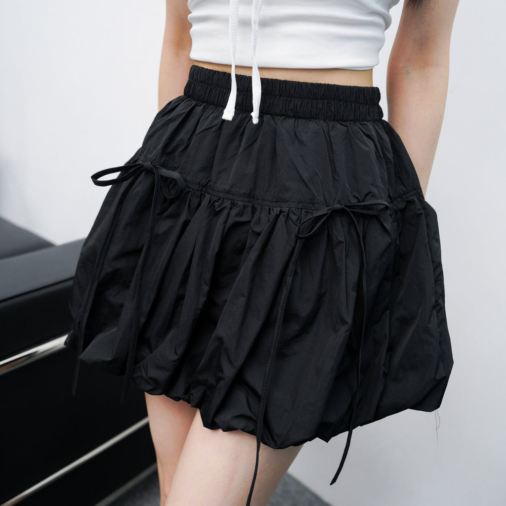 [BEST] 2 RIBBONS BUBBLE SKIRT PANTS/ 3色