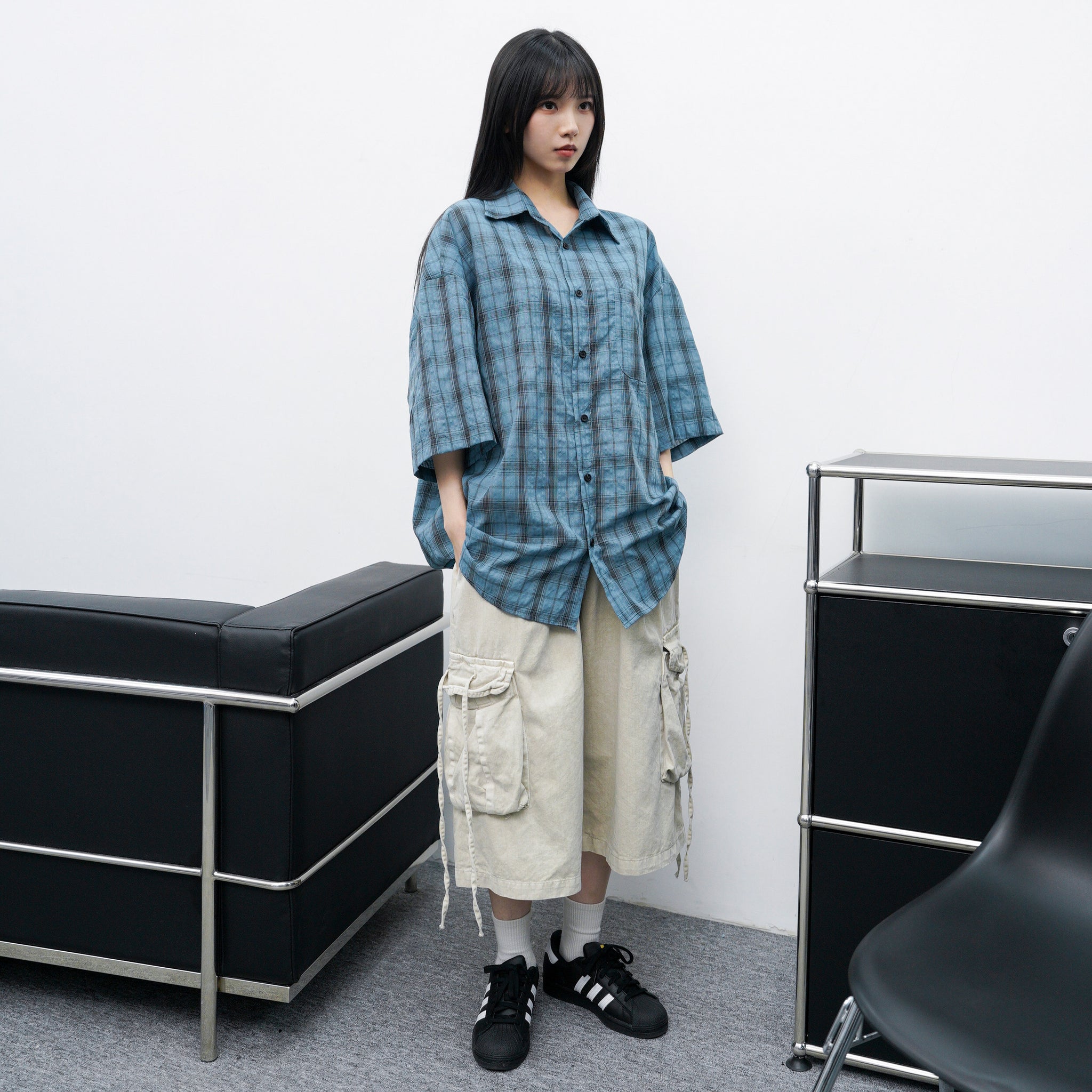 [UNISEX] 水洗BEST STRING CARGO BERMUDA PANTS/ 2色