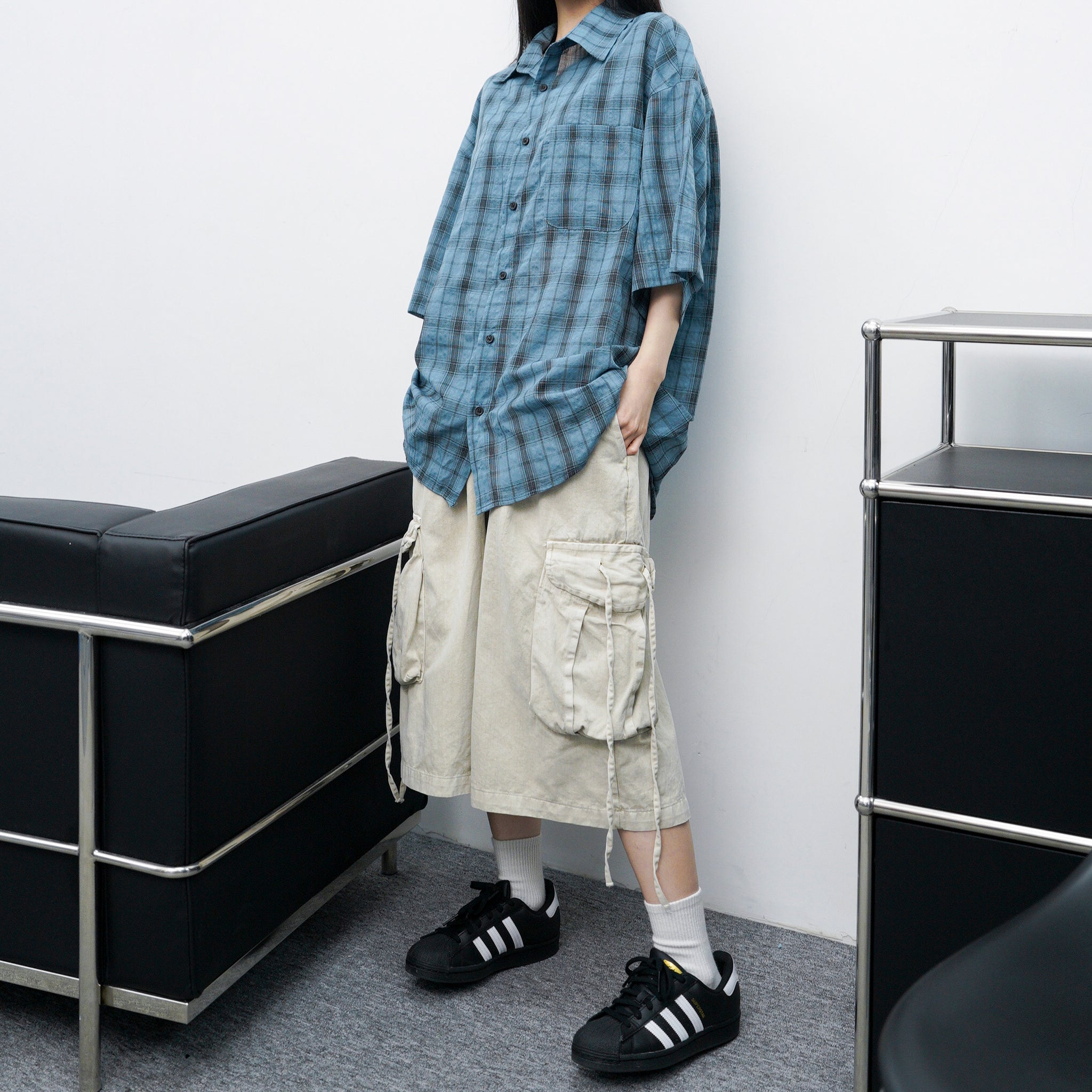 [UNISEX] 水洗BEST STRING CARGO BERMUDA PANTS/ 2色