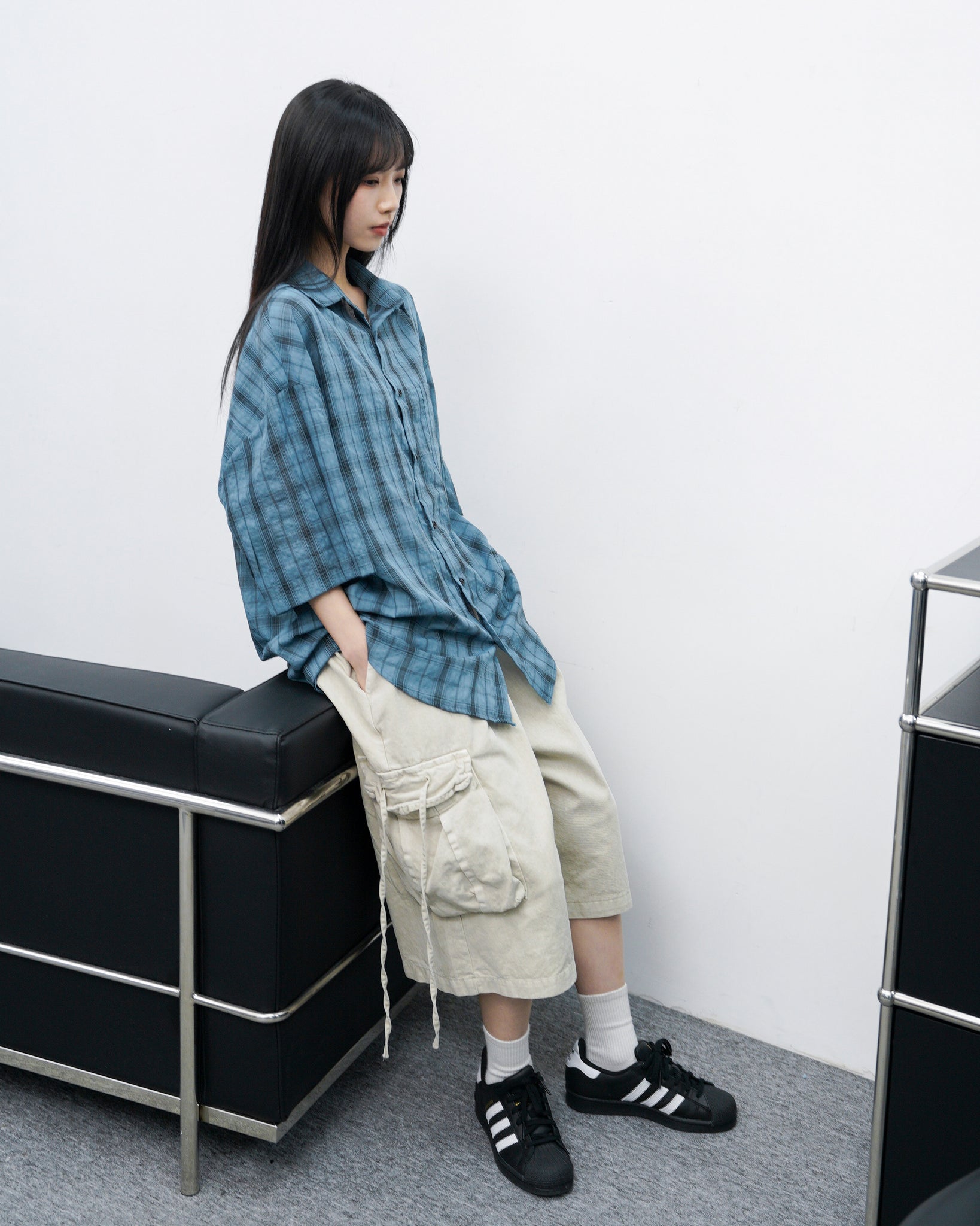 [UNISEX] 水洗BEST STRING CARGO BERMUDA PANTS/ 2色