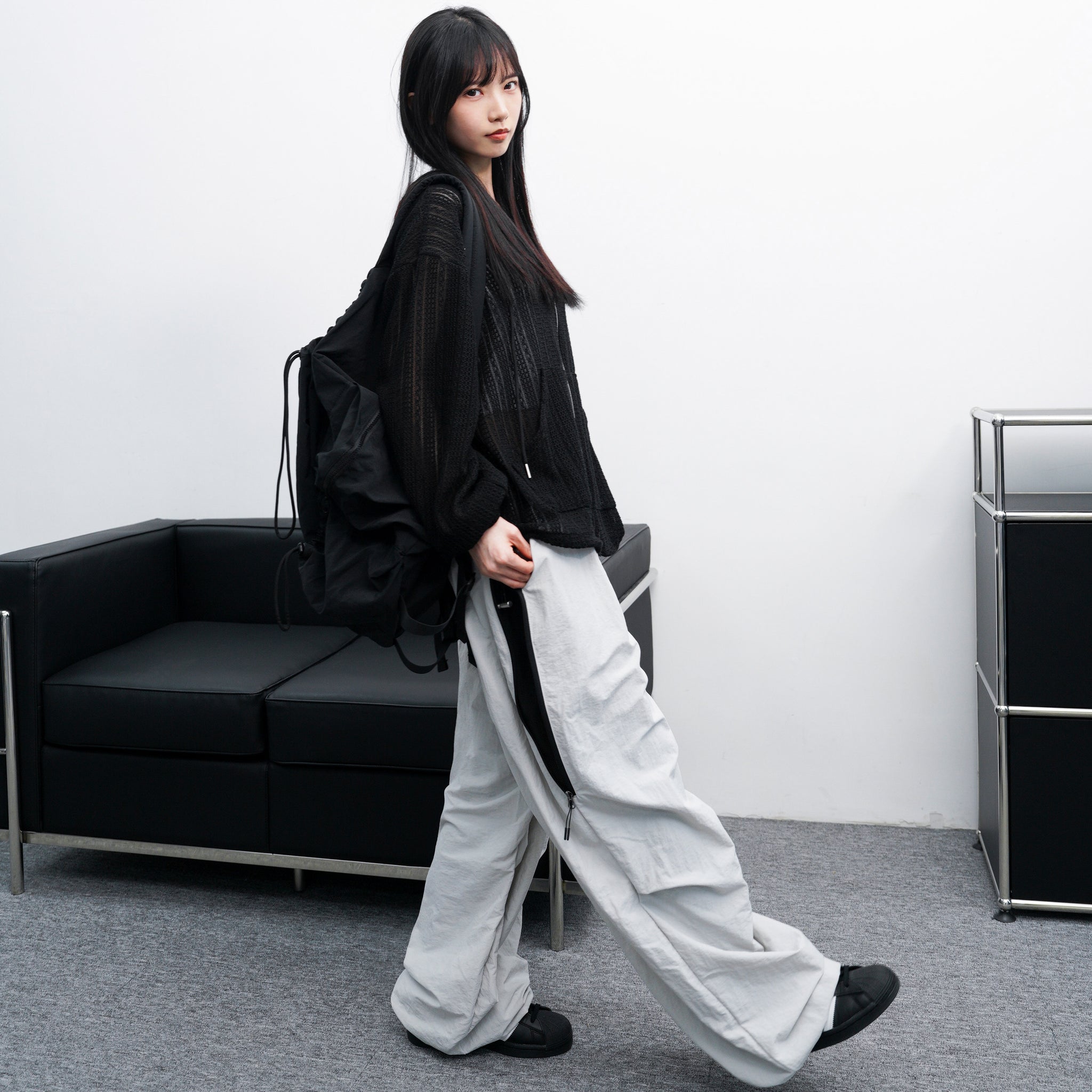 [UNISEX] SIDE ZIPPER NYLON PANTS/ 2色