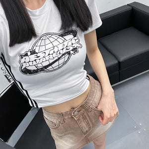 Brown Washed Denim Skirt/ 1色