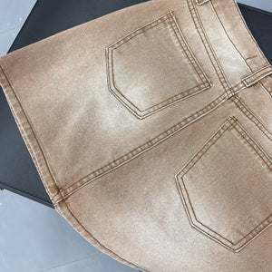 Brown Washed Denim Skirt/ 1色