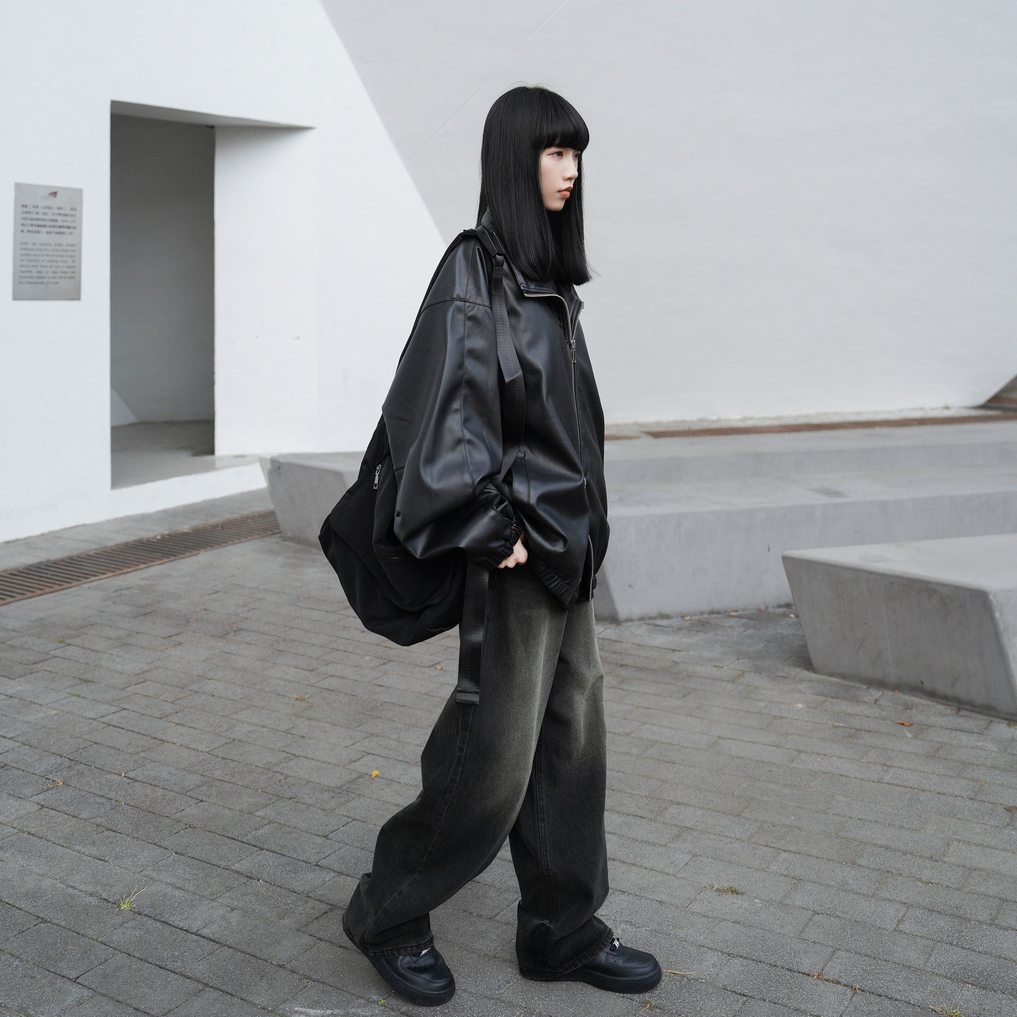 [Leather Jacket] Unisex 2-way Bomber Jacket/ 1色