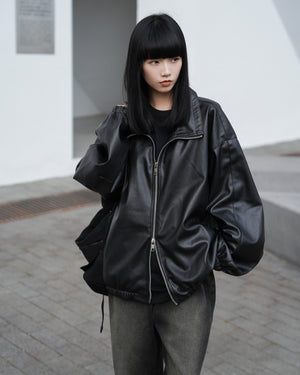 [Leather Jacket] Unisex 2-way Bomber Jacket/ 1色