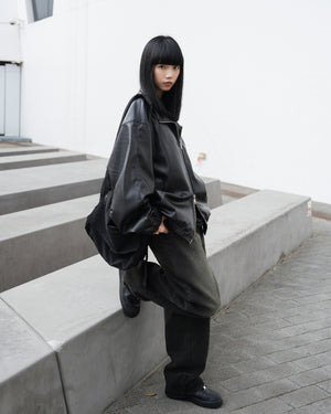 [Leather Jacket] Unisex 2-way Bomber Jacket/ 1色