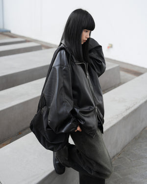 [Leather Jacket] Unisex 2-way Bomber Jacket/ 1色
