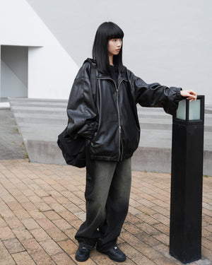 [Leather Jacket] Unisex 2-way Bomber Jacket/ 1色
