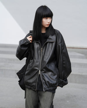 [Leather Jacket] Unisex 2-way Bomber Jacket/ 1色