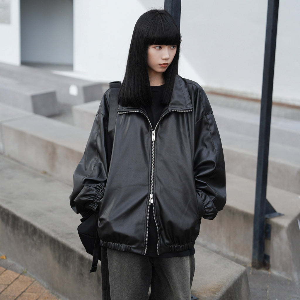[Leather Jacket] Unisex 2-way Bomber Jacket/ 1色