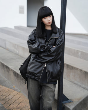 [Leather Jacket] Unisex 2-way Bomber Jacket/ 1色