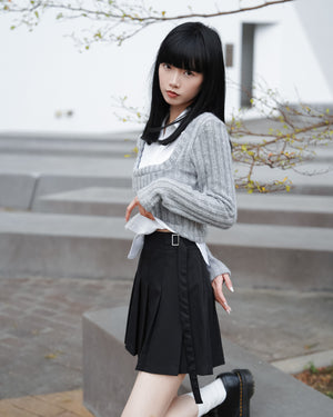 Belt Pleated Skirt/ 2色