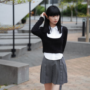 Belt Pleated Skirt/ 2色