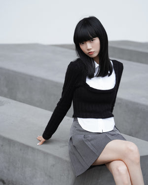 Belt Pleated Skirt/ 2色