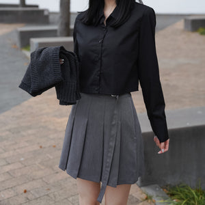 Belt Pleated Skirt/ 2色