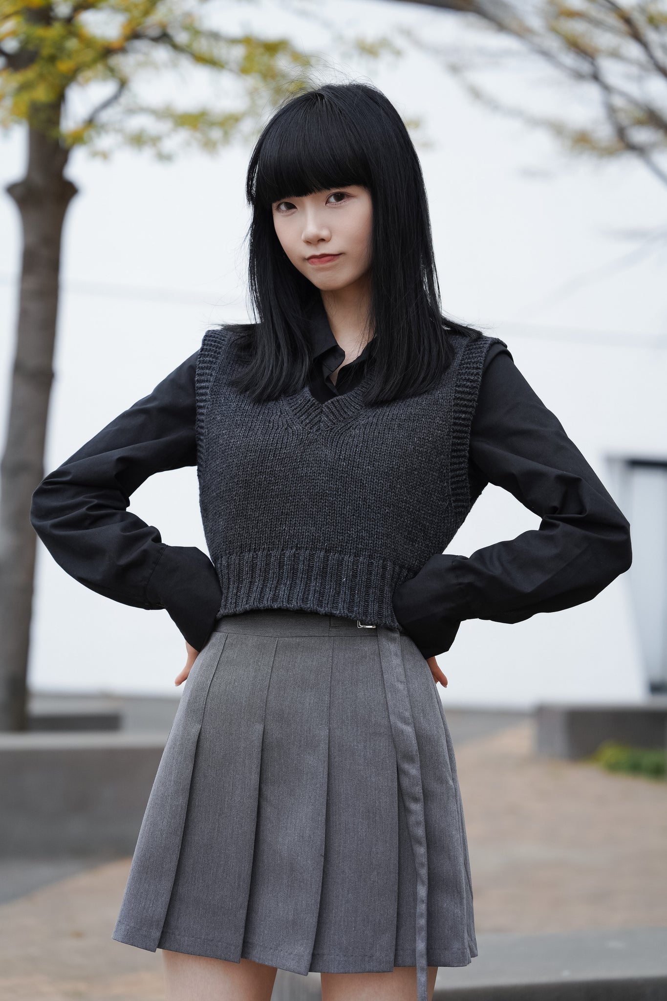 Belt Pleated Skirt/ 2色