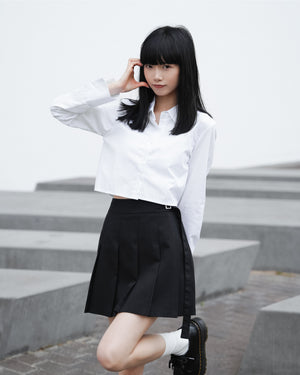 Belt Pleated Skirt/ 2色