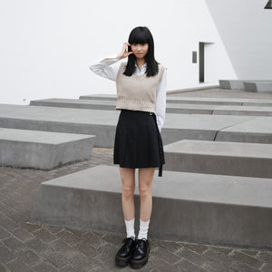 Belt Pleated Skirt/ 2色