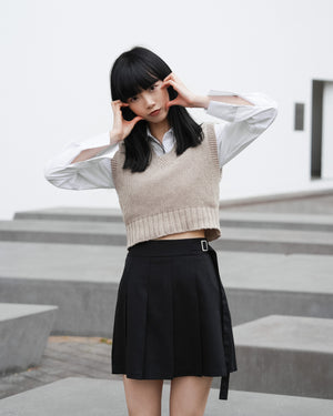 Belt Pleated Skirt/ 2色