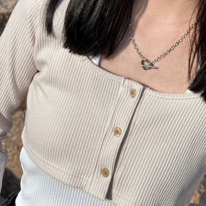 Heart Pendant Toggle Necklace/ 1色