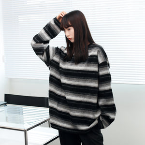 [UNISEX]Boyish圓領橫間馬海毛長袖/ 1色