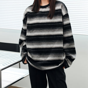[UNISEX]Boyish圓領橫間馬海毛長袖/ 1色